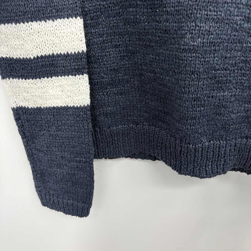 360 Sweater Women's Small Navy Blur Knit Crew Neck Ribbed Pullover Italian Yarn - Picture 3 of 7